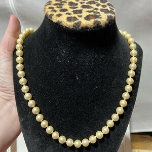 Vintage Faux Pearl Necklace With Gold Tone Barrel Clasp